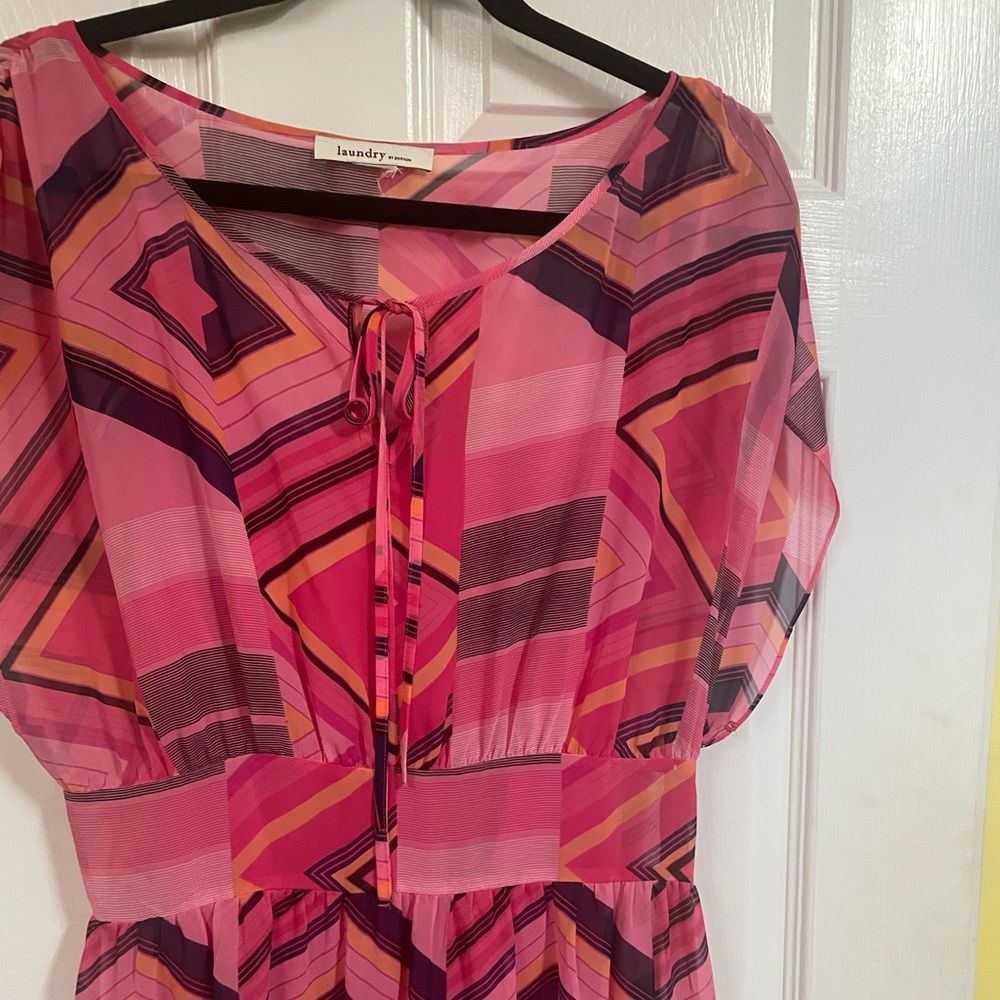 Pink print chiffon dress